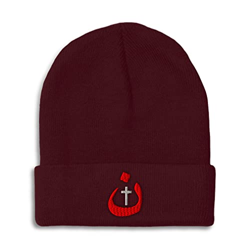 Custom Beanies for Men Christian Nazarene Jesus God Christ Skull Cap Winter Hats Women Acrylic One Size - color: Burgundy Design Only