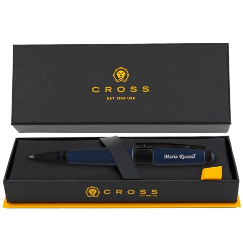 Cross Edge Gel Rollerball Pen, Matte Blue Lacquer and Black Trim, Personalized — Nurse, Doctor, Pharmacist, or Healthcare Professional Recognition Gift - color: Blue Black Trim