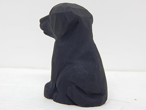 Selsela Hand-Carved Black Lab Figurine - Retriever Wooden Dog Puppy Figurine, Handcrafted Statue, Unique Dog Lover Gift & Home Decor Accent - style: Art Deco