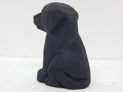 Selsela Hand-Carved Black Lab Figurine - Retriever Wooden Dog Puppy Figurine, Handcrafted Statue, Unique Dog Lover Gift & Home Decor Accent - style: Art Deco