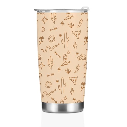 Birthday Christmas Decor Boho Western Coffee Tumbler, 20 oz Tumblers, Insulated Coffee Mug, Stainless Steel Thermal Cup Travel Coffee Cup, Cow Print Western Gifts for Women Men Coworker Appreciation - color: Western Stuff 1148