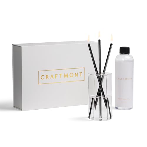 Refillable Candle Set - Unscented Paraffin Oil Candles Set with Metal Candlesticks, Glass Vase & Steel Funnel - Decorative Candles Gift Set for Home Decor, Events and Gifts - color: Black