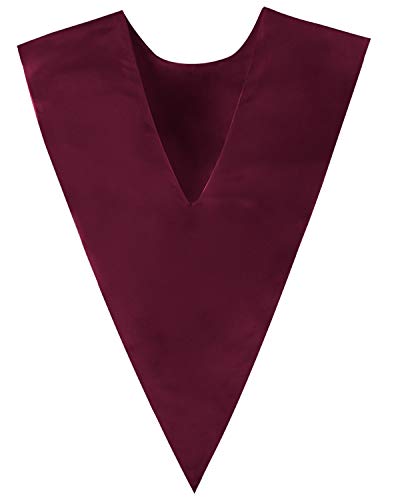 IvyRobes Unisex V Shape Solid-Colored Choir Stole with Cross - color: Maroon
