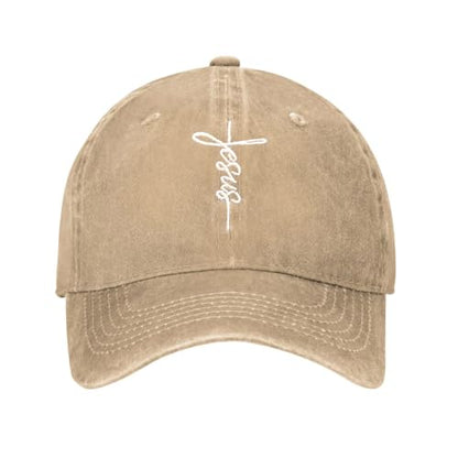 Embroidered Baseball Cap Christian Hat for Men Women - color: Natural, style: Jesus