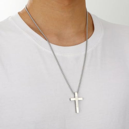 Football Game Day Cross Necklace for Boys Men, Stainless Steel Bible Verse Cross Pendant Chain Sports Gear Stuff Christian Religious Jewelry Gifts - color: Silver, style: Joshua 1:9