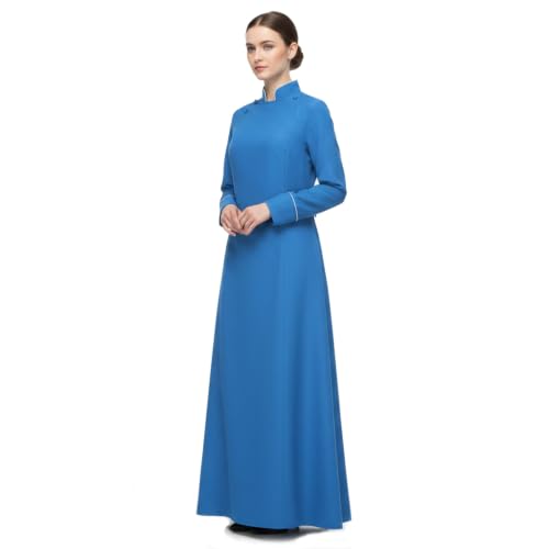 MYAYD Women Cassock Choir Cassock Church Robe Minister Robe Clergy Pulpit Liturgical Black White Handmade - color: Blue, size: 3X-Large