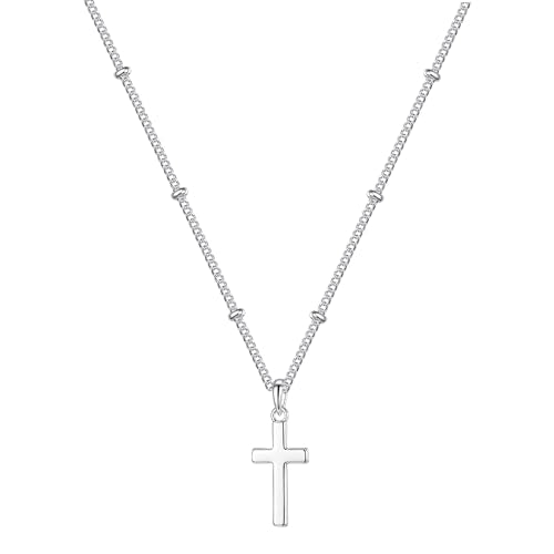S925 Sterling Silver Cross Necklace for Women - color: 18+2 Inches