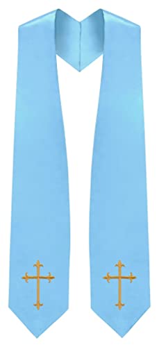 CLERKMANS Choir Stole with Crosses - color: Light Blue