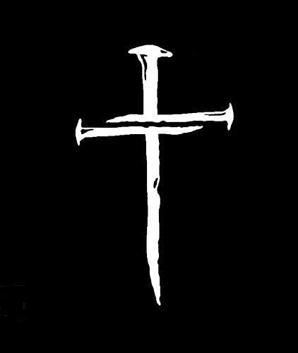 Nail Cross Christian Faith Vinyl Decal Sticker Car Window Laptop Truck Bumper Waterproof - White