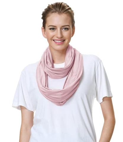 Lina & Lily Premium Modal Jersey Knit Women's Infinity Scarf Loop Lightweight - color: Light Pink