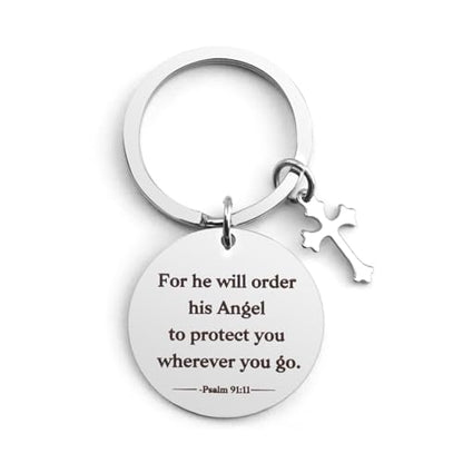 Bible Verse Gifts Keychain, Christian Bible Keychains, Christian Keychain Gifts - color: Bible-for He Will Order His Angel
