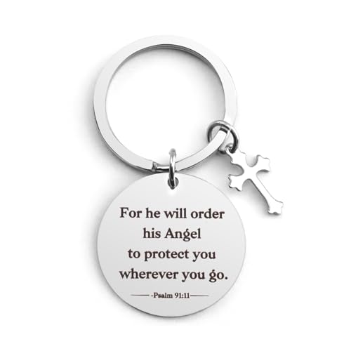 Bible Verse Gifts Keychain, Christian Bible Keychains, Christian Keychain Gifts - color: Bible-for He Will Order His Angel