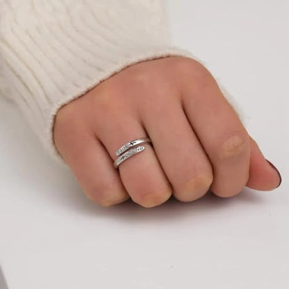 Faith Over Fear Cross Inspirational Rings for Women Daughter, Christian Blessed Hope Love Encouragement Rings Adjustable Open Tiny Purity Wrap Thumb Cross Ring Jewelry Graduation Cocktail Party - color: Silver