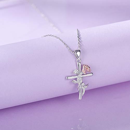 Distance Cross Necklace for Women 925 Sterling Silver Jewelry Pendant Necklace for Mom Wife Gift for Mother's Day or Birthday - style: Cross Necklace
