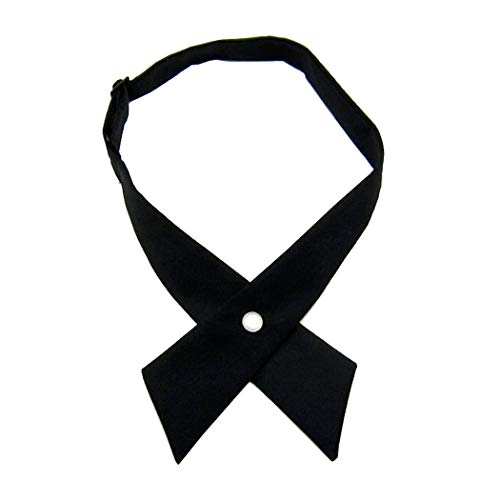 Tie for Men Women Adjustable Criss-Cross Bowtie School Uniform Pre Tied Bows for Girls Neck Tie Accessories PTK03 (Black New)