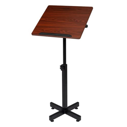 Bonnlo Classic Lectern Podium Stand, Height Adjustable Church Classroom Lecture, Portable Presentation Concert Podium, Multi-Function Reading or Laptop Desk with Edge Stopper, Brown (Brown) - color: Brown