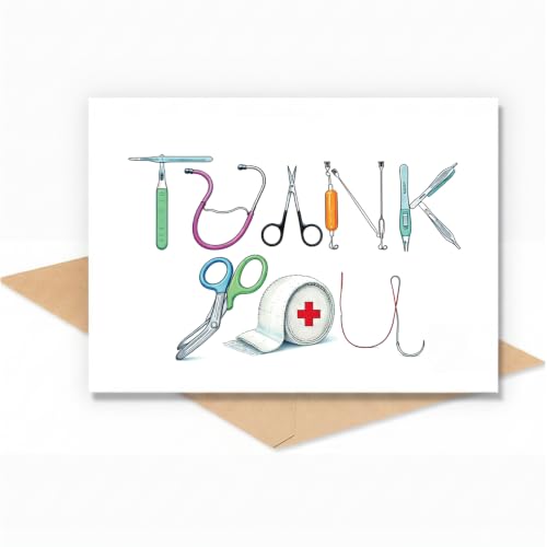 Thank You Card for Doctor, Nurse Thank You Card, Healthcare Thank You Card for Nurses Week, Doctors Day, Physician Assistants, Medical Professionals - color: WZ-04