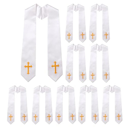 10 PC Clergy Stole & Choir Stole Bulk 60/72" - color: White, size: 60 inch