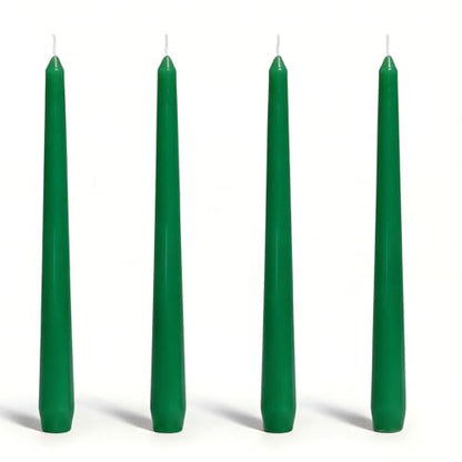 4 Pack Green Taper Candles丨Taper Candles 10 Inch Dripless丨Unscented & Smokeless Candlesticks Bulk丨7-8 Hours Long Burning Tall Candles丨Ideal for Christmas Weddings Parties Dinner - color: Green, size: 4 Pack Taper Candle