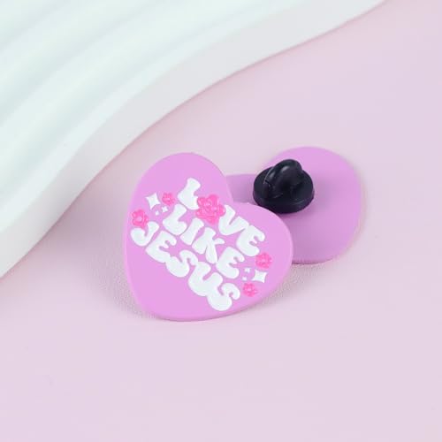 Love Like Jesus Pin Brooch, Christian Faith Heart Enamel Pin, Cute Christian Gifts For Women Girls God Lover Prayer Church Friend, Bible Verse Brooches, God Is Good Lapel Badge, Religious Accessories