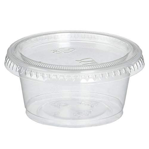 Plastic Disposable Portion Souffle Cup with Lids, 100 Count (Pack of 1), White, 0.01 gallons - color: White, style: 2 Ounce (100 Count)