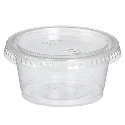 Plastic Disposable Portion Souffle Cup with Lids, 100 Count (Pack of 1), White, 0.01 gallons - color: White, style: 2 Ounce (100 Count)