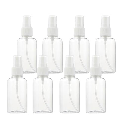 SINIDE Plastic Spray Bottles 75 ML - 8 Pack 2.5 oz Fine Mist Clear Travel Bottle Set, Empty Reusable Portable Refillable Makeup Sprayer Containers for Perfume, Liquids, Aromatherapy, Cleaning Solution - color: 75ML (8 Pack)