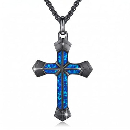Cross Necklace for Men 925 Sterling Silver Cross Ebony Wooden Ankh Raven Praying Hands Crucifix Amulet Religious Jewelry Gifts for Men Women - color: Cross7