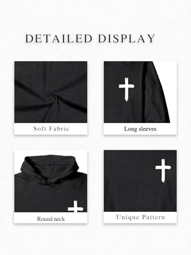 Christian Sweatshirts for Men Faith Christ Cross Pullover Hoodie - color: Black, size: Medium