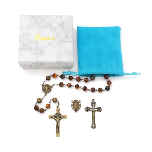 KOMI 8mm Natural Stone Beads Rosary Necklace Rosarios Catolicos Para Mujer Catholic Rosary Beads for Women Christian Gifts - style: Rosary-4