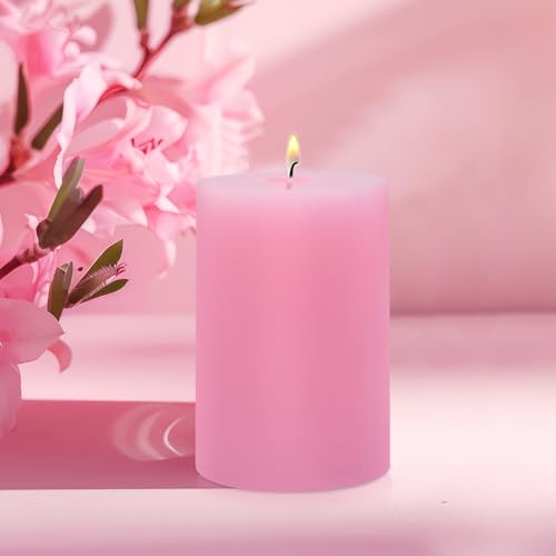 6 Pack 2.75 "x 3.25" Pink Pillar Candle for Home Restaurants Spa Church Weddings, Hand Poured Unscented Smokeless Dripless Column Candle, Emergency, Long-Lasting Candle - color: Pink