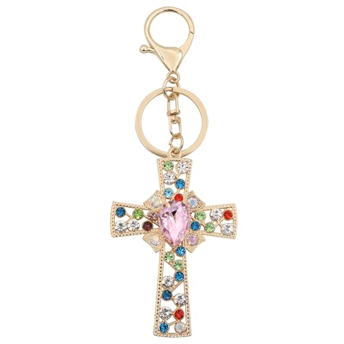 TTYY Stylish Rhinestone Cross Keychain - Sparkling Christian Car Key Ring for Women Men,Religious Gift for Purse Backpack Bag - color: Multicolor