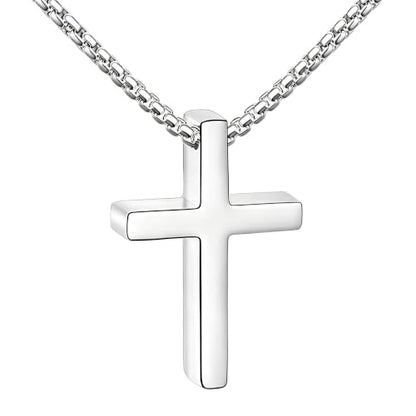Stainless Steel Cross Necklace for Teen Boys Kids Gifts 16-20 Inch - color: Silver, size: 20Inch