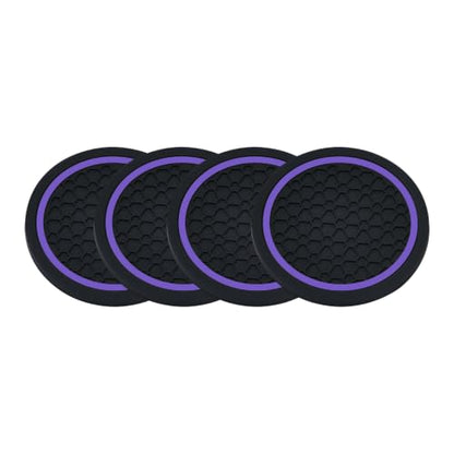 4PCS Car Cup Holder Coasters - 2.75 Inch Non-Slip Insert Water Bottle Holder Pads, Dustproof Automotive Interior Accessories Mat, Universal for Vehicles, Trucks, RVs (Purple) - color: Purple