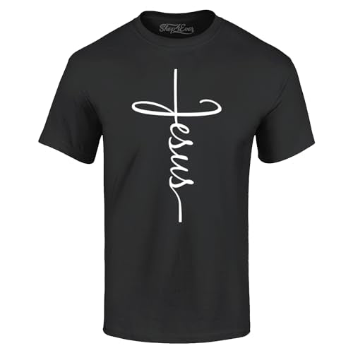 Jesus Cross T-Shirt - Christian Religious Graphic Tee for Men Women - color: Black, size: 3X-Large