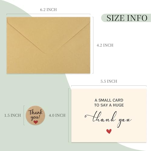 JIXZEN 25‑Pack 350GSM Thank You Cards with Envelopes