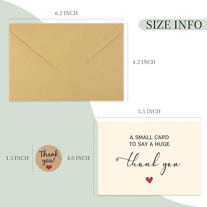 JIXZEN 25‑Pack 350GSM Thank You Cards with Envelopes