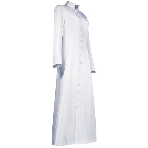 Clergy Robes for Women Men Minister Priest Robe Cosplay Cassock Choir Uniform Church Costume - color: White, size: Large