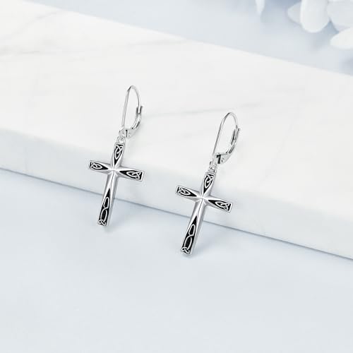 Cross Earrings 925 Sterling Silver Dangle Earring Gifts for Women - style: Celtic Knot