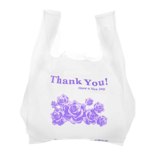 1/10 White Flower Design Plastic Shopping Bags 1000 Count (8x4x16)