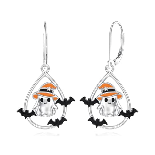 Dorunmo 925 Sterling Silver Dangle Drop Earrings for Women Holiday Earrings Hypoallergenic Halloween Christmas Jewelry Festival Gifts for Women - style: Halloween-Ghost-01