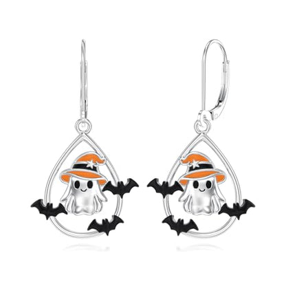 Dorunmo 925 Sterling Silver Dangle Drop Earrings for Women Holiday Earrings Hypoallergenic Halloween Christmas Jewelry Festival Gifts for Women - style: Halloween-Ghost-01