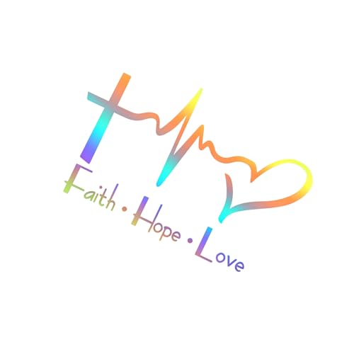 WZP Faith Hope Love Heartbeat Decal, Jesus Cross Car Window Sticker, Waterproof Vinyl Heart Decal, Universial Auto Decor Accessories for Car Van Truck Laptop (Multicolored) - color: Multicolored