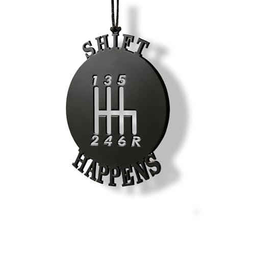 Shift Happens Car Mirror Hanging Ornament – Manual Transmission Gear Shift Pattern Charm – Funny Stick Shift Car Accessories for Rearview Mirror – Driving Enthusiast Gift - color: Shift Happens