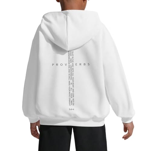 Christian Hoodies for Kids Boys Religious Jesus Hoodie Faith Cross Sweatshirts Vintage Bible Verse Graphic Pullovers - color: White, size: 7-8 Years