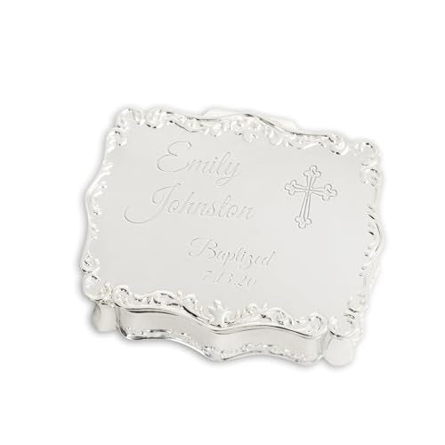Cherished Moments Personalized Baptism Rectangle Jewelry Box - color: Silver Baptism