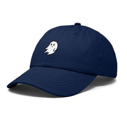 DALIX Ghost Embroidered Mens Womens Cotton Dad Hat Baseball Cap Adjustable - color: Navy Blue