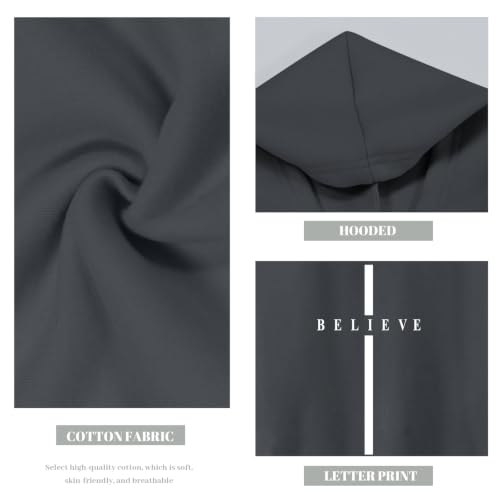 Fkatuzi Christian Graphic Hoodies For Boys Cross Sweatshirt Kids Jesus Hoodie Faith God Religious Bible Verse Believe Tops - color: Deep Gray, size: 11-12 Years