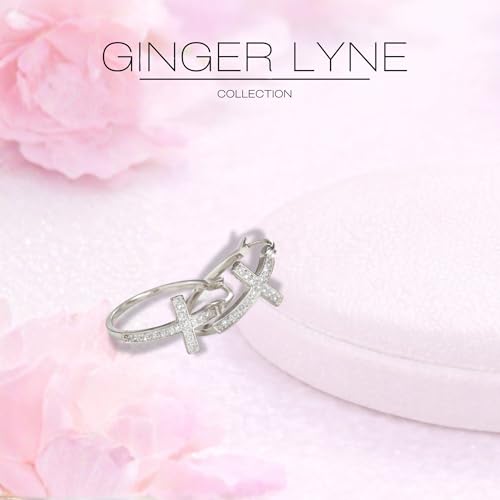Cross Hoop Earrings for Women by Ginger Lyne – 20 or 30mm 14KT Gold Plated with Clear Cubic Zirconia – Jesus Religious Christian Jewelry for Church or All Occasion Wear - color: SilverTone-20mm