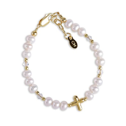 Cherished Moments First Communion Bracelets, .925 Silver or 14K Gold-Plated - color: Pearl-GOLD